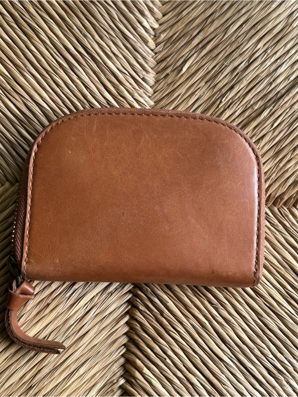 Madewell Leather Zip Wallet - Cognac Brown